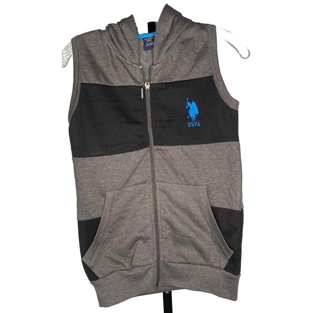 U.S. Polo Assn Boys Gray Sleeveless Fleece Vest‎ Size 10 Embroidered Pony Youth